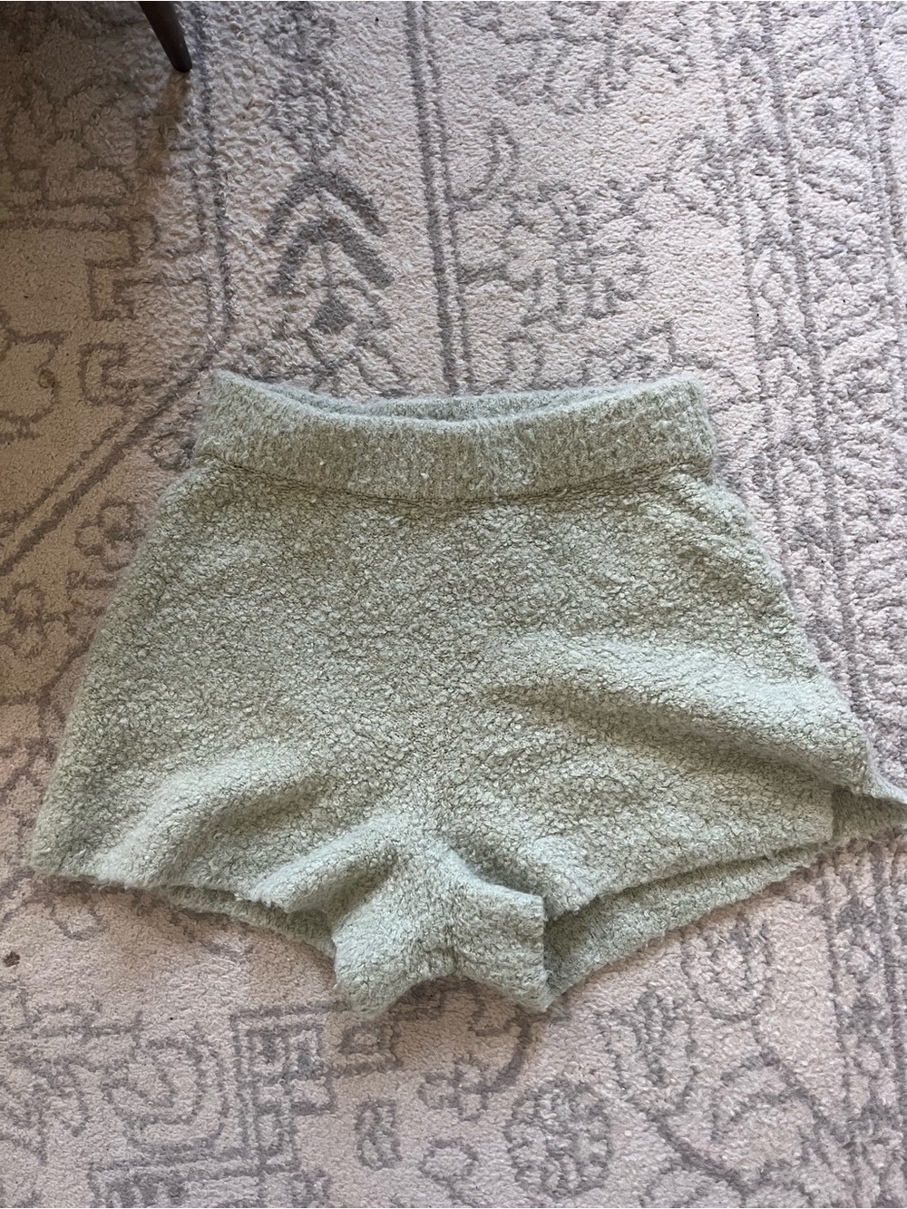 A&F Cozy High-Waist Green Teddy Shorts